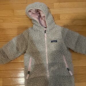 Patagonia Kids Cream Fleece Jacket with Pink Accents
